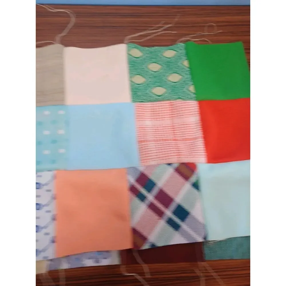 Vintage Patches Lot Of 54 Quilting Colorful 1970's - 80's Patchwork Scrap Quilt